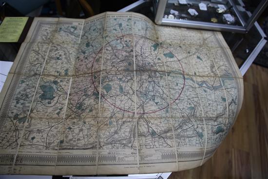 J & C Walker Folding map of Englands and Wales, London 1860, with slip case,